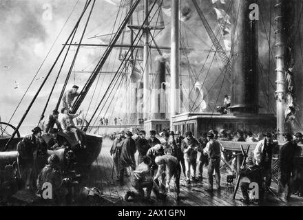 Die Verzweigung zwischen dem Shore End und dem Ocean Cable, CA. Im Jahre 1866. Stockfoto