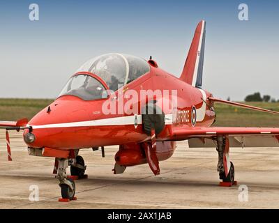 Malta - 27. SEPTEMBER 2008 - Malta International Airshow - RAF Red Arrows Kunstflugteam Harriers ausgestellt Stockfoto