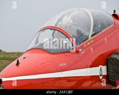 Malta - 27. SEPTEMBER 2008 - Malta International Airshow - RAF Red Arrows Kunstflugteam Harriers ausgestellt Stockfoto