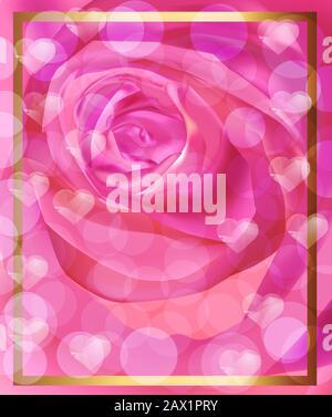 Geblümter Hintergrund. Hintergrund der Hochzeitseinladung mit Rose. Blumenplakat, Einladung. Dekorative Grußkarte. Jubiläumsvorstand. Hintergrund für Einladungsdesign. Abbildung. Stockfoto