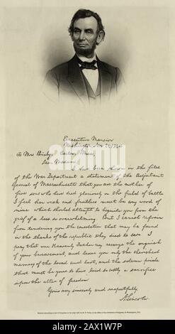 1864, USA: Der Präsident der USA, ABRAHAM LINCOLN (* 1809; † 1865). - Presidente della Repubblica - Stati Uniti - USA - Autografo - Unterschrift - Firma - Autograph - Abramo --- Archivio GBB Stockfoto