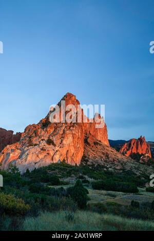 Grauer Stein (Cathedral Rock), Garten der Götter Park, Colorado Springs, Colorado USA Stockfoto