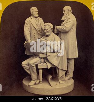 USA: Der Präsident der USA, ABRAHAM LINCOLN (* 1809; † 1865). Die Skulptur ' DER KRIEGSRAT ' von Abraham Lincoln, Ulysses S. Grant und Kriegsminister Edwin M. Stanton in einer Gruppierung. Skulptur von John ROGERS (* um 184 in London; † um 1904/05). - Presidente della Repubblica - Stati Uniti - USA - Ritratto - Porträt - - Abramo - KUNST - ARTE - SCULTORE - SKULPTUR - SCULTURA - STATUA - STATUE - Denkmal - monumento - Bildhauer ---- Archivio GBB Stockfoto