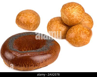 Dinnerbrötchen und ein Mohnbagel Stockfoto
