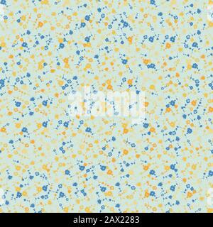 Kleine blaue und gelbe Wildblumen nahtloses Vektormuster Stock Vektor