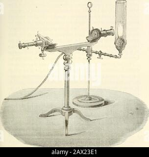 Traité d'Analyze chimique appliquée à la physiologie et à la pathologe; Guide pratique pour les Recherche cliniques . n primitive 0 - 180 Grad et lon obtient ainsi la déviation pourune raie quelconque du Spectre solaire. La formule précédente sert à calculer lepouvoir rotatoire spécifique delà substance. [Celle méthode avait été imaginée par Fizeau et Foucault. Yoy. Ann. Chim. Etphys., 5e S., XXIV, 197.] Saeeliarimètrc "le Soleil modifié par Vcitzke. 21. Lesaccharimètre de Soleil-Ventzkc, bien plus compliqué quelappareil précédement décrit de Mitscherlich, indique dune mA-nière beaucoup plus Stockfoto