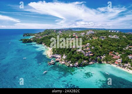 Luftaufnahme von Boracay Island, Western Visayas, Philippinen. Stockfoto