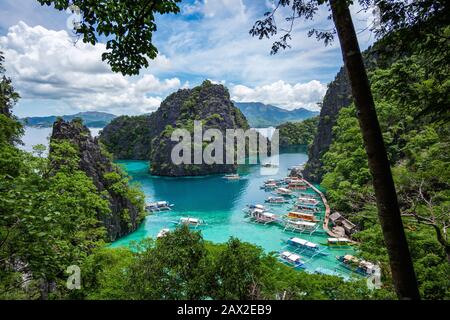 Kayangan Lake auf Coron Island, Palawan, Philippinen. Stockfoto