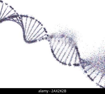 Bunte DNA-Molekül. Struktur des genetischen Codes. Syndrom und genetische Störung, 3D-Darstellung der Wissenschaft Konzept. Stockfoto