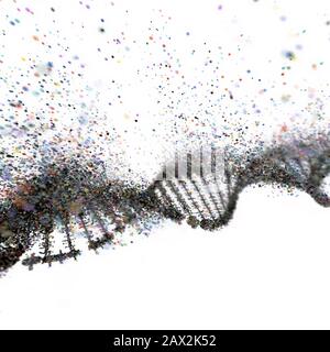 Bunte DNA-Molekül. Struktur des genetischen Codes. Syndrom und genetische Störung, 3D-Darstellung der Wissenschaft Konzept. Stockfoto