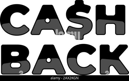 Symbolvorlage für Rückzahlungsdienst-Aufkleber. Rückerstattungs-Rücknahme-Zeichen. Buchstabe S wie Dollar schwarze Emblem-Vektor isolierte Abbildung Stock Vektor