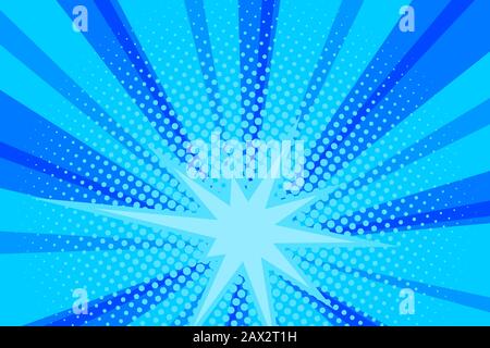 Comic blue Sunbeam Hintergrund Retro Pop Art Stil Cartoon Stock Vektor