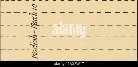 Gemüseanbau . 7  7, TJ^mff/pnlf;^ r 77---kj?r^c&gt;  03 VoudJ -Oimaui y 7n{Jj^ojLDUJoC3 WOfUQ. "1 ::;:;.¥:: WARMBETTEN 149.-Das Warmbett bestand aus drei Teilen: Dem Schacht, dem Rahmen und dem Koer." Die Grube für das Viersaschenbett war 12 Fuß lang, G Fuß breit und 2 Fuß tief. Es wurde im Herbst gegraben, bevor das Groiuid erstarrte, und dann mit Strohhalm gefüllt, um es während des Winters zu schützen. Die Grube war möglicherweise kurz vor dem Start des Bettes im Frühjahr dugg gewesen, obwohl diese beim Einfrieren des Bodens schwierig gewesen wäre. Theframe war aus 2-Zoll-Zypress gefertigt. Die Rückwand war 16 Zoll Stockfoto