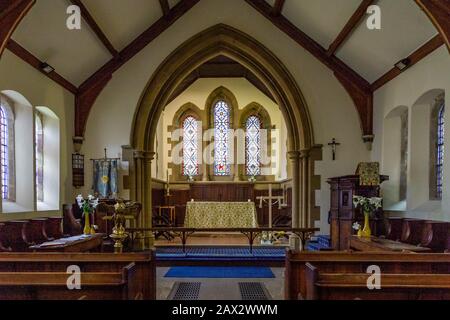 Das Innere der St Paul's Church Esholt, Yorkshire, England. Stockfoto