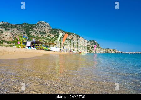 Schöner sonniger Tag am Tsambika Beach auf der Insel Rhodes Rodos Griechenland Europa Stockfoto
