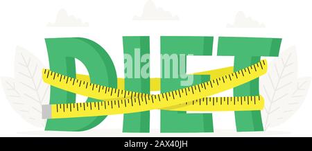 Big Word Diet mit Messband Banner für Designkonzept. Stock Vektor