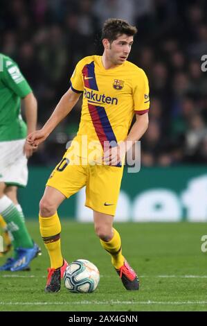 SEVILLA, 09-02-2020. Primera Division Spanische Liga. LaLiga. Estadio Benito Villamarin. Sergi Roberto (FC Barcelona) während des Spiels Real Betis - FC Barcelona. Stockfoto