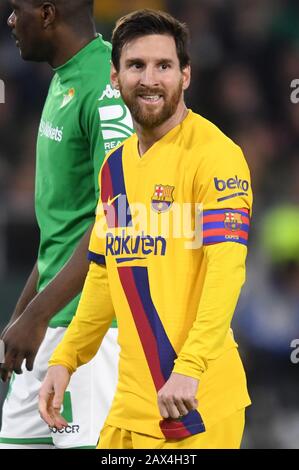 SEVILLA, 09-02-2020. Primera Division Spanische Liga. LaLiga. Estadio Benito Villamarin. Lionel Messi (FC Barcelona) beim Spiel Real Betis - FC Barcelona. Stockfoto