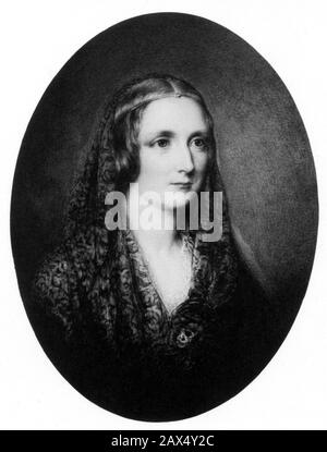 Die englische Schriftstellerin MARY SHELLEY (* Mary Wollstonecraft Godwin, * * zwischen dem Jahr 1796 und dem Jahr 1851 in London ), die Ehefrau des gefeierten Dichters Percy Bysshe SHELLEY (* um 172-92 in London; † um 187 in FRANKENSTEIN). Porträtminiatur von Reginald Easton - HORROR - ORRORE - LETTERATURA - LITERATUR - SCRITTRICE - SCRITTORE - POETA - POESIA - POESIE - Ratto - pizzo - Spitze - Miniatura - Romanticismo - Romantismus --- Archivio GBB Stockfoto