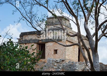 Der Tempel der Sieben Puppen in Dzibilchaltun, Yucatan, Mexiko Stockfoto