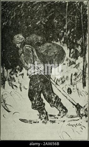 Maria Chapdelaine: Récit du Canada français. Avezpeut-être eu connaissance quil était foremandans un chantier en haut de la Tuque, sur larivière Vermillon. Quand le Milieu de décembreest venu, il a dit tout à coup au Chef quil allaitpartir pour venir passer les fêtes au lac Saint-Jean, icitte... Le Chef ne voulait pas, commede raison; quand les hommes se metzent àprendre des congés de dix et quinze jours enplein Milieu de lhiver, autant vaudrait casseïle chantier de Suite. Il ne voulait pas et il lelui a bien dit; mais vous connaissez François:cétait un garçon malaisé à commandeure, quandil av Stockfoto