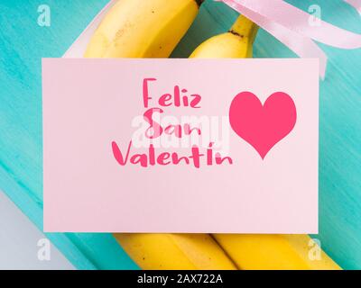 Zwei Bananen. Happy Valentinstag auf Spanisch Stockfoto