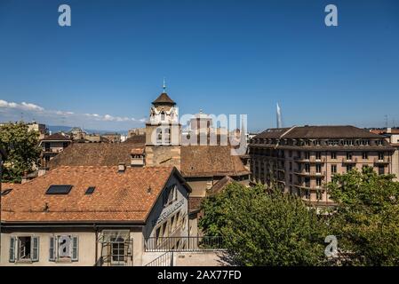 Dächer der Genfer Altstadt Stockfoto