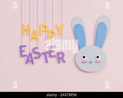 Osterhase Minimalismus Happy easter Celebration Konzept - 3D Rendering Konzept Stockfoto