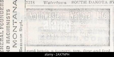 Minnesota, North und South Dakota und Montana Gazetteer und Business Directory. GLASWAREN. LUNCHSUPPLIES. FANCY 1LEBENSMITTELGESCHÄFTE, I CHEE3E,;FISCH USW., 100.000 ACRE CHOI AUS HOLZ UND WIESEN LANDET IN CENTRAL MINNESOTA. 43,00 bis 510,00 pro ncr"j. VL.00 pro acr*&gt; riewn.Writo Tor mope and lint ot i;im&lt;1s. Thomas E. SIME, 311 Jackson St., OPP. Merchants Hotel, ST. Paul, MINN Watertown BOUTH Dakota State OAZB1 erzählen. WAU &lt; tou n. Stockfoto