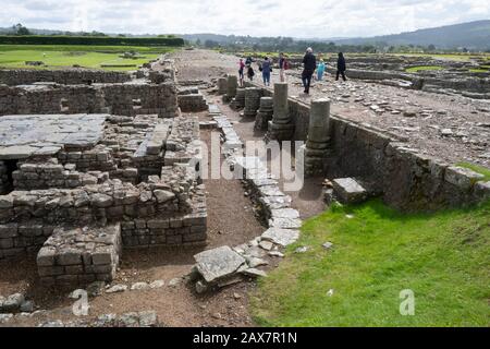 Überreste römischer Garnisons in Corbridge, Northumberland, England, Stockfoto