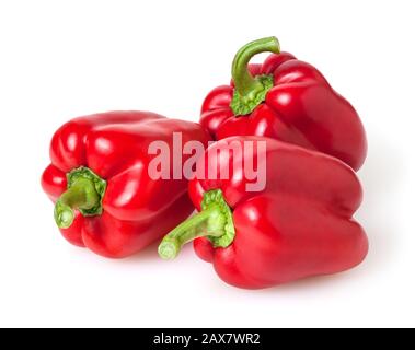 Frische rote Paprika auf weißem Hintergrund Stockfoto