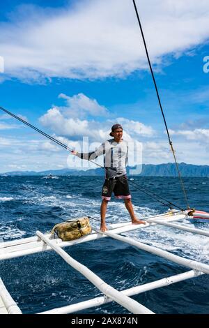Philippinen, traditionelles Boot auf der Insel Coron. Stockfoto