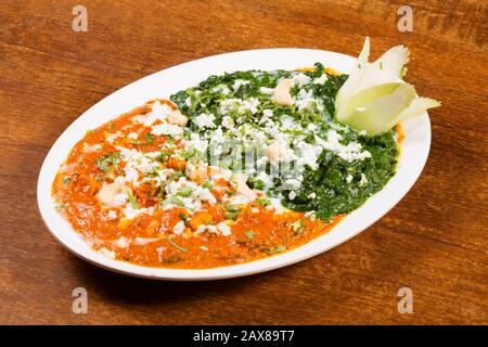 VEG Tiranga mit Farben der indischen Flagge weiß orange und grün Stockfoto