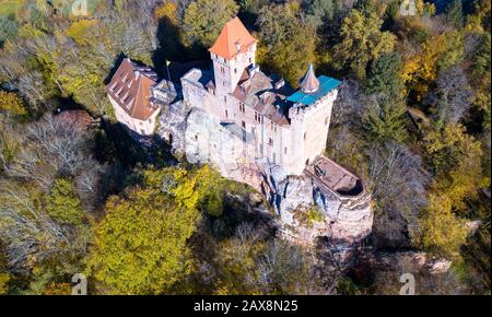 Burg Berwartstein, in der Nähe von Erlenbach, Dahner Felsenland, Pfälzer Wald, Rheinland-Pfalz, Deutschland Stockfoto