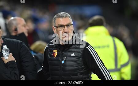 Nigel Pearson, der Cheftrainer von Watford während des Premier-League-Spiels zwischen Brighton und Hove Albion und Watford im Amex Stadium Brighton, Großbritannien - 8. Februar 2020 - nur redaktionelle Verwendung. Kein Merchandising. Für Football Images gelten die Einschränkungen für FA und Premier League inc. Keine Internet-/Mobilnutzung ohne FAPL-Lizenz - für weitere Informationen wenden Sie sich an Football Dataco Stockfoto