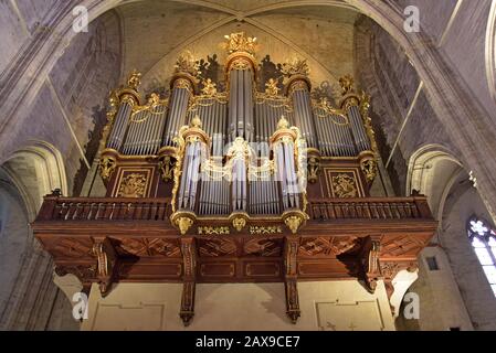 Die Lépine Orgel in der Kathedrale Sankt Peter, Montpellier, Frankreich Stockfoto