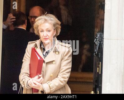 London, Großbritannien. Februar 2020. Andrea Leadsom MP PC Business Secretary verlässt ein spezielles Kabinettstreffen, um HS2 in 10 Downing Street, London Credit zu diskutieren: Ian Davidson/Alamy Live News Stockfoto