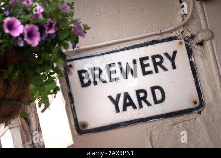 Brauerei-Yard-Schild, Yarm, North Yorkshire Stockfoto