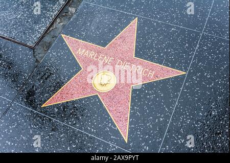 Marlene Dietrich Star auf Hollywood Walk of Fame in Hollywood, Kalifornien, USA. Oktober 1984 in Los Angeles) war eine deutsch-amerikanische Schauspielerin und Sängerin, die von 1919-1984 aktiv war. Stockfoto