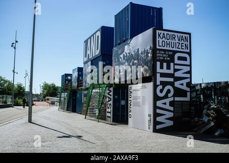Container-Kunst in Amsterdam Stockfoto
