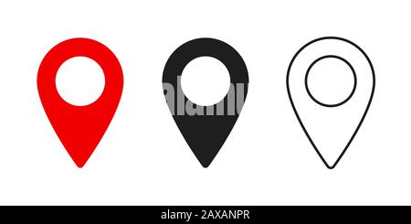 Satz von Zeigern wenige Typen PINs auf Karte. Positionsmarkierung oder gps-Element auf weißem Hintergrund isoliert. EPS 10 Stockfoto