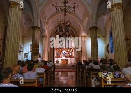 Jutta, Krim - 09/05/2019: Ein Abend der Orgel in der Römisch-katholischen Kirche an der Puschkinskaja Straße in Jutta. Stockfoto