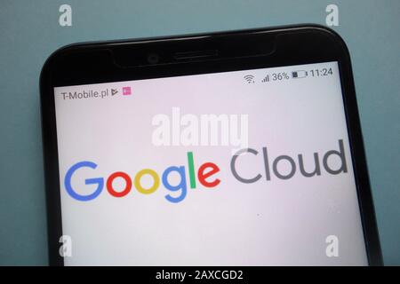Google Cloud-Logo auf Smartphone Stockfoto
