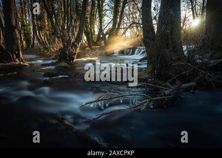 Licht am kalten Morgen Stockfoto