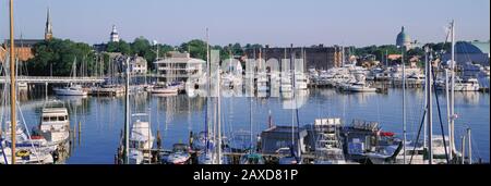 Blick Auf die Yachts In A Bay, Annapolis MD Naval Academy Und Marina, Annapolis, USA Stockfoto