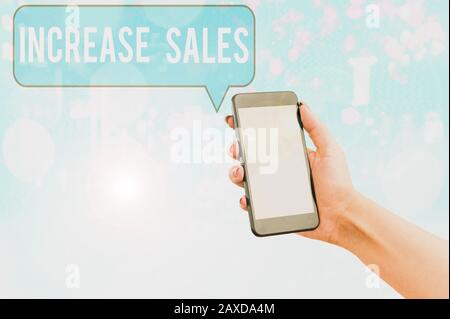 Handschriftertext Steigert Umsatz. Konzeptfoto eine hohe Anzahl von Kunden hat den Verkaufszyklus abgeschlossen Stockfoto