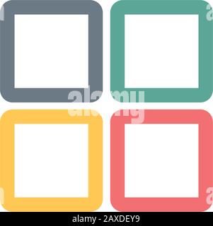 Logo mit vier Quadraten. Grid, Vector kann für Admin-Panels, Websites, Schnittstellen und mobile Apps verwendet werden. Darstellung des Vektors isoliert Stock Vektor