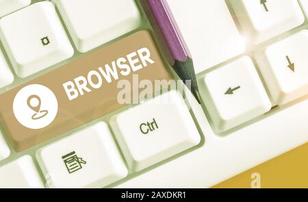 Browser zum Schreiben von Handschriftertext. Konzeptionelles Foto-Computerprogramm grafische Benutzeroberfläche Anzeigen von HTML-Dateien Stockfoto