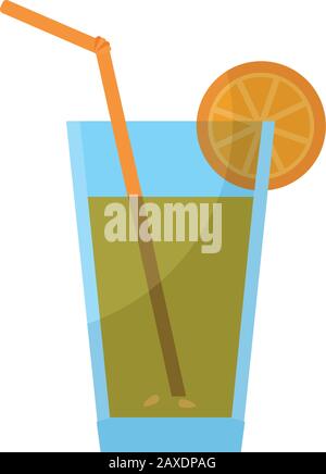 Orangensaft Glas Getränk Flat Style Icon-Design, Getränke Liquid Menü Restaurant Mittagessen Erfrischung Küche und Mahlzeit Thema Vector Illustration Stock Vektor