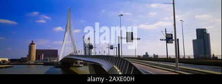 Brücke über den Fluss, Erasmus-Brücke, Rotterdam, Niederlande Stockfoto